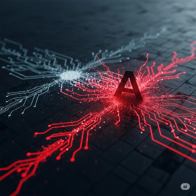 Abstract image of evolving cyber threats with new red attack pathways overtaking older ones, symbolizing Akira ransomware's changing tactics.